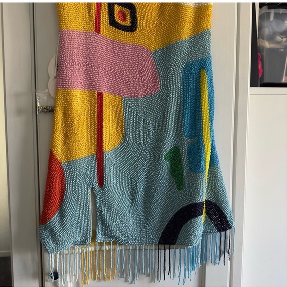 Staud Le Sable Square-Neck Beaded Mini Dress in Daffodil Dream Size XS - Picture 6 of 12